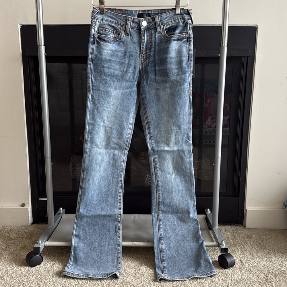 True Religion Light Wash Blue Flared Jeans